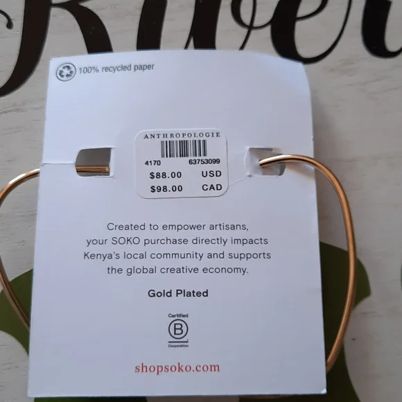 Anthropologie x Soko Organic Hoop Earrings NWT
